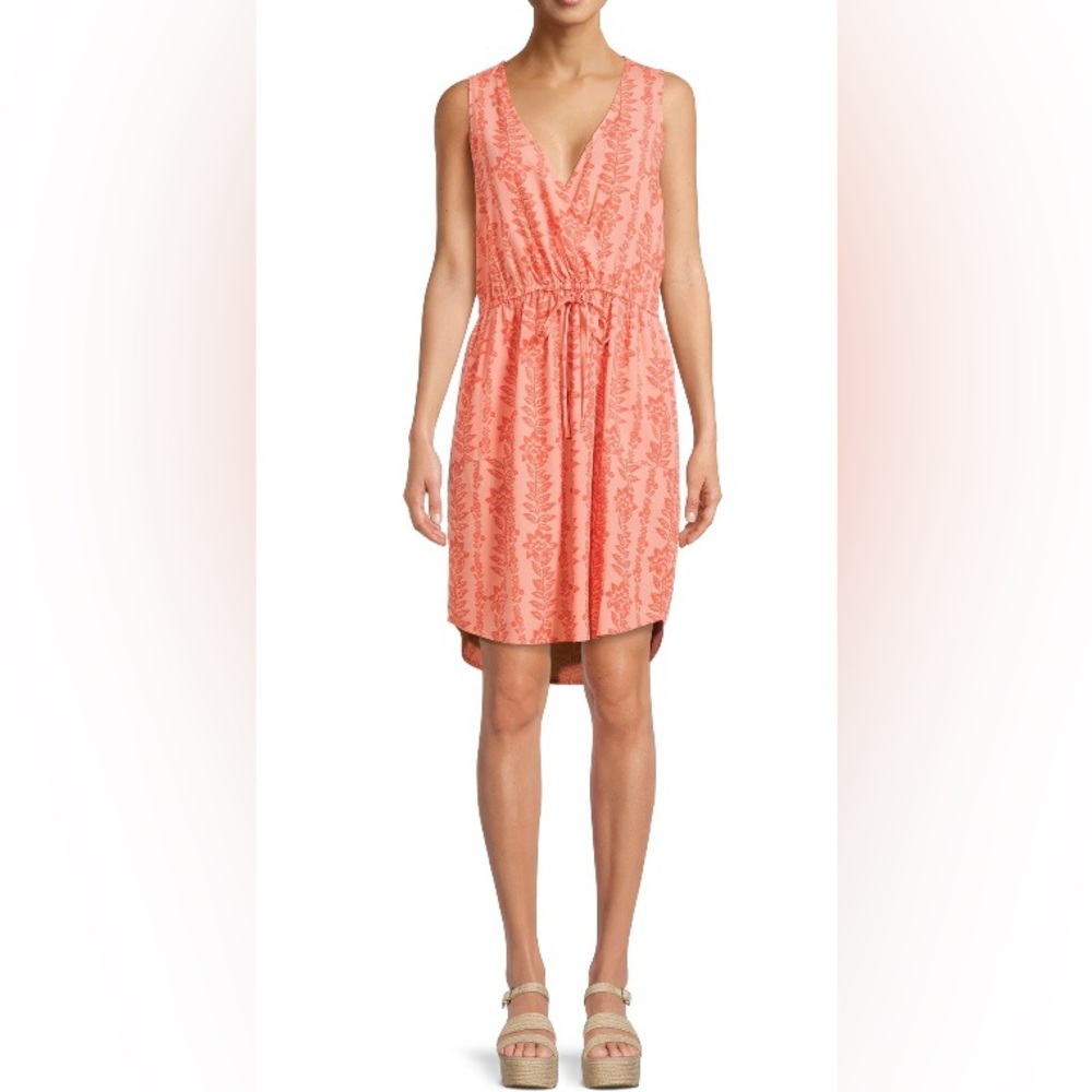 Time & Tru Dress / Beach Coverup New NWT Swim Size XL Coral Orange Tropical